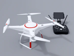 white drone with remote control 3D Model