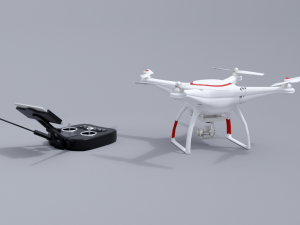 white drone with remote control 3D Модель