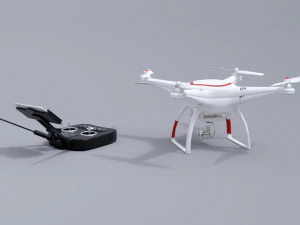 white drone with remote control 3D Model