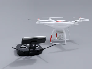 white drone with remote control 3D Model