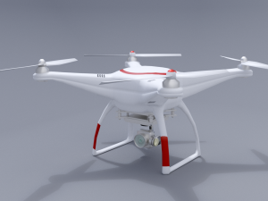 white drone with remote control 3D Модель