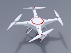 white drone with remote control 3D Модель