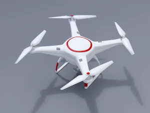 white drone with remote control 3D Model