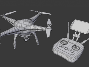white drone with remote control 3D Модель