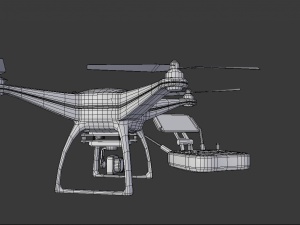 white drone with remote control 3D Модель
