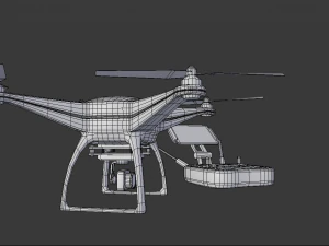 white drone with remote control 3D Model