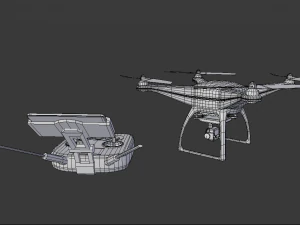 white drone with remote control 3D Model