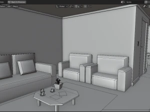 modern house - interior - low poly 3D Model
