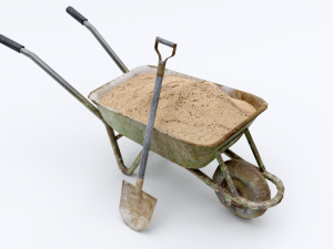 wheelbarrow with sand 3D Model