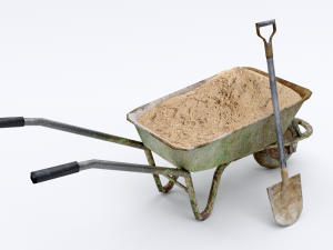 wheelbarrow with sand 3D 模型
