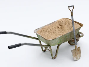wheelbarrow with sand 3D Model