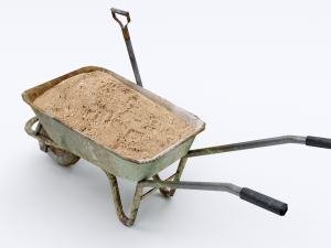 wheelbarrow with sand 3D 模型