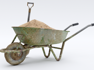wheelbarrow with sand 3D 模型