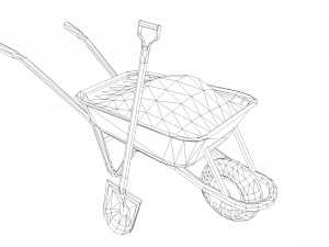 wheelbarrow with sand 3D 模型