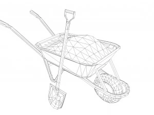 wheelbarrow with sand 3D Model