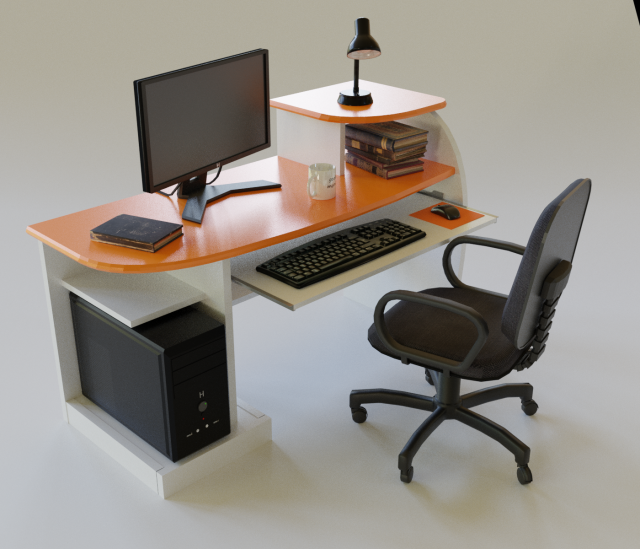 desktop computer table and chair 3D 模型 .c4d .max .obj .3ds .fbx .stl .blend 