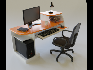 desktop computer table and chair 3D 모델