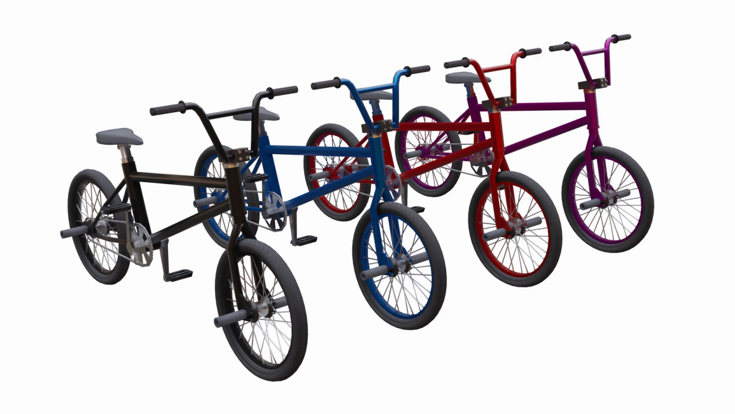 bmx bikes - low poly 3D Model .c4d .max .obj .3ds .fbx .stl .blend 