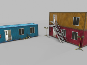 office containers with interior 3D Model