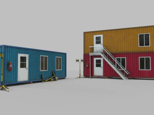 office containers with interior 3D Model