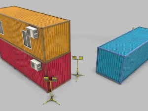 office containers with interior 3D Model
