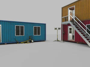 office containers with interior 3D Model