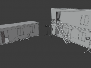 office containers with interior 3D 模型