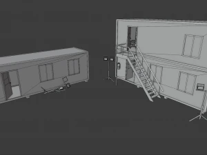 office containers with interior 3D Model