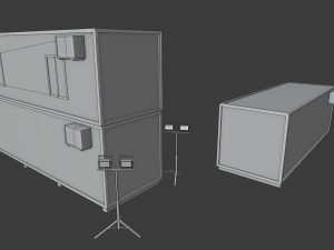 office containers with interior 3D 模型