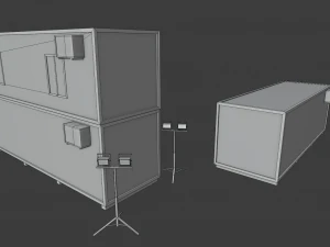 office containers with interior 3D Model