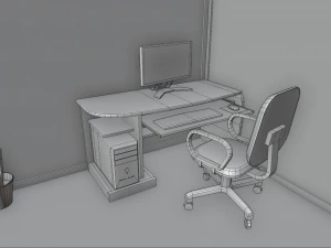 office containers with interior 3D Model