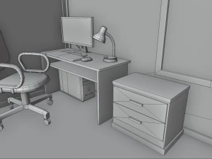 office containers with interior 3D Model