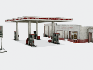 Old gas station abandoned 3D Model
