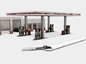 Old gas station abandoned 3D 모델
