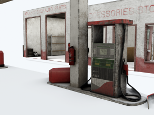 Old gas station abandoned 3D 모델