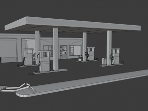 Old gas station abandoned 3D 모델
