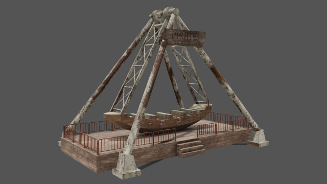pirate ship ride abandoned 3D 모델 .c4d .max .obj .3ds .fbx .stl .blend 