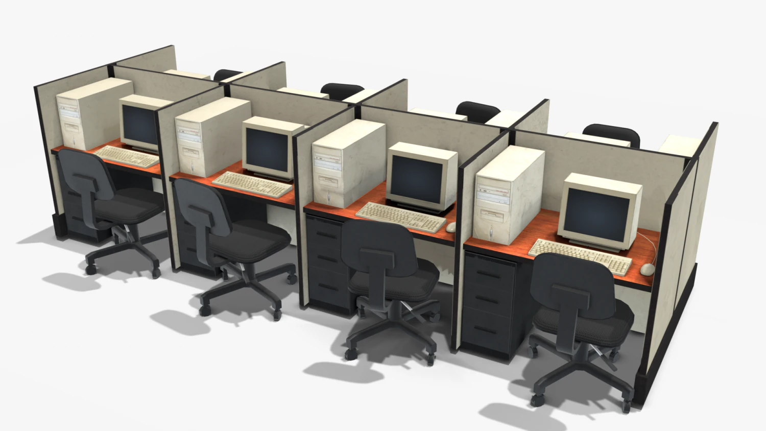 office computers - low poly 3D Model .c4d .max .obj .3ds .fbx .stl .blend