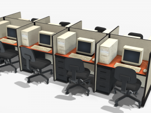 office computers - low poly 3D Model