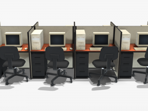 office computers - low poly Modello 3D