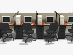 office computers - low poly 3D Model