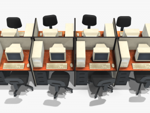 office computers - low poly Modello 3D