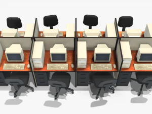 office computers - low poly 3D Model