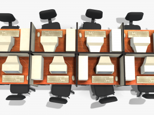 office computers - low poly Modello 3D