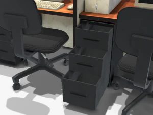 office computers - low poly 3D Model