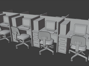 office computers - low poly Modello 3D