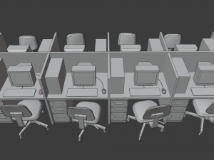 office computers - low poly Modello 3D