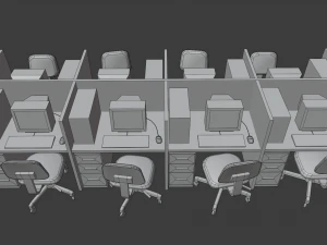 office computers - low poly 3D Model