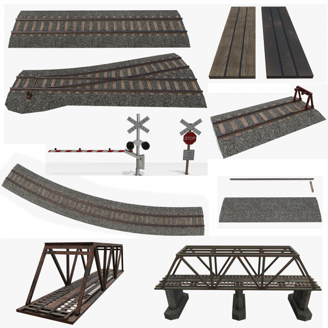 railroad pack 3D Model .c4d .max .obj .3ds .fbx .stl .blend