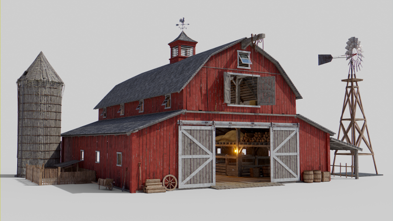Old Hybrid Barn Collection 3D Модель .c4d .max .obj .3ds .fbx .stl .blend 